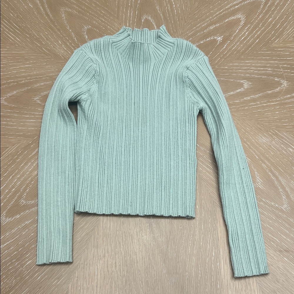 Light Green Ribbed Knit Sweater